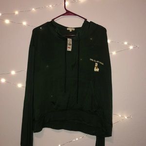 NWT embroidered Alpaca hoodie in deep green color